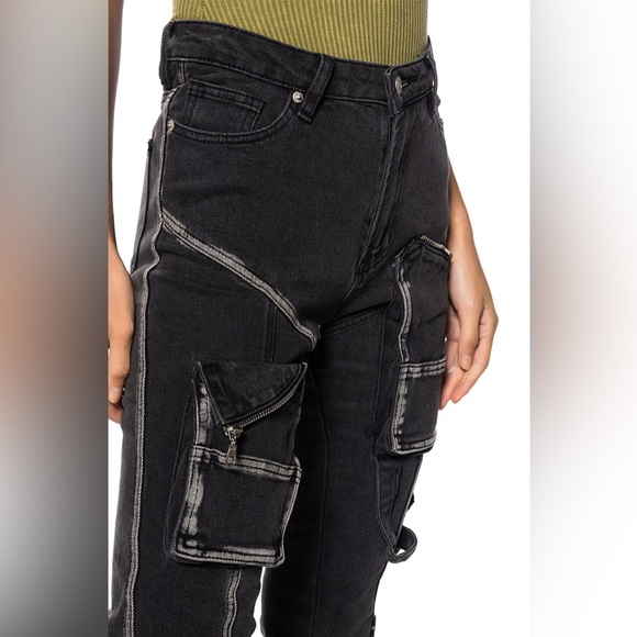 Dark Grey Gear Up Skinny Cargo Women Jeans - Picture 8 of 12